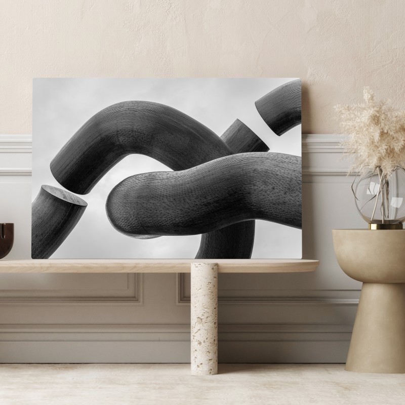 Obraz na płótnie krzywe formy abstrakcyjna rzeźba w odcieniach szarości – Wallissimo® Obraz na płótnie krzywe formy abstrakcyjna rzeźba w odcieniach szarości – Wallissimo®