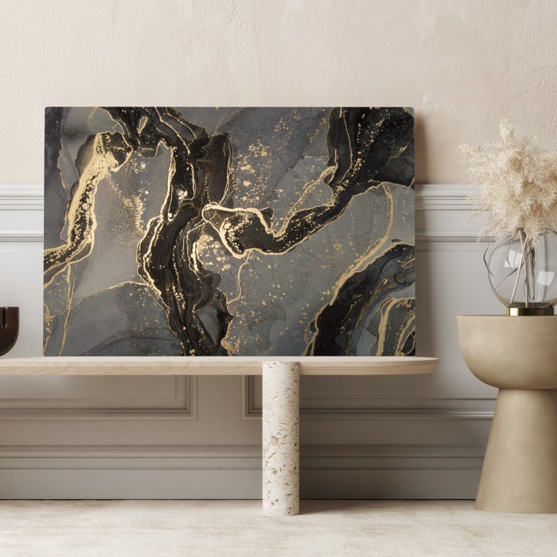 Obraz na płótnie luksusowy czarno-złoty marmur abstrakcyjny – Wallissimo® Obraz na płótnie luksusowy czarno-złoty marmur abstrakcyjny – Wallissimo®