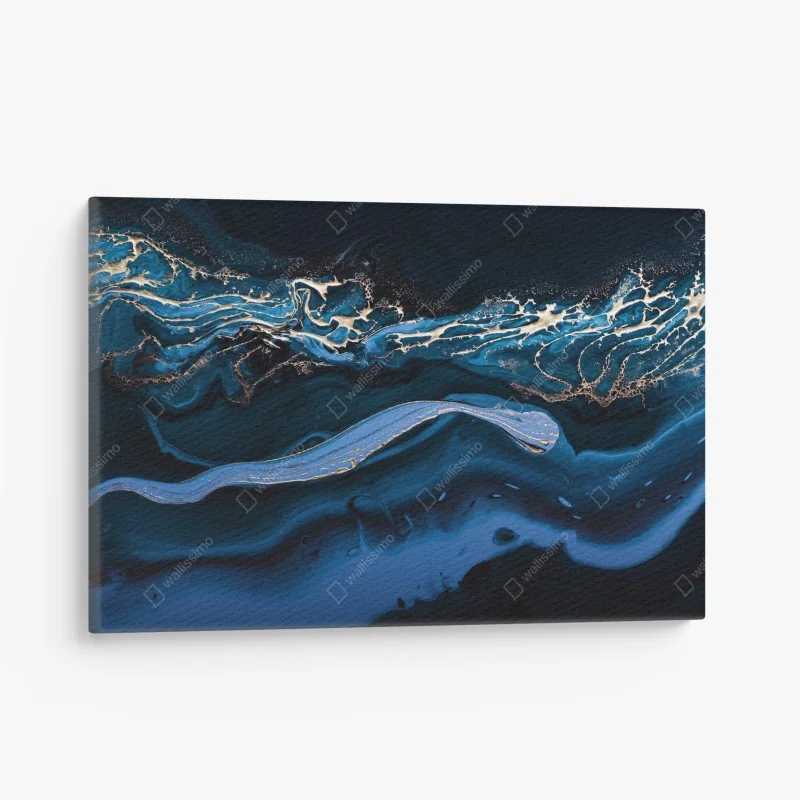 Obraz na płótnie granatowo-złota abstrakcja w ruchu