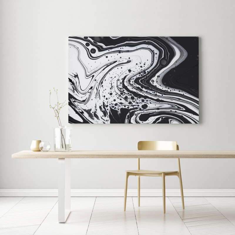 Obraz na płótnie czarno-biała marmurowa abstrakcja – Wallissimo® Obraz na płótnie czarno-biała marmurowa abstrakcja – Wallissimo®