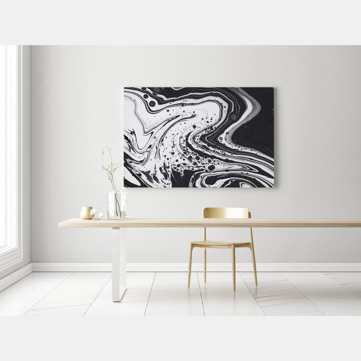 Obraz na płótnie czarno-biała marmurowa abstrakcja – Wallissimo® Obraz na płótnie czarno-biała marmurowa abstrakcja – Wallissimo®