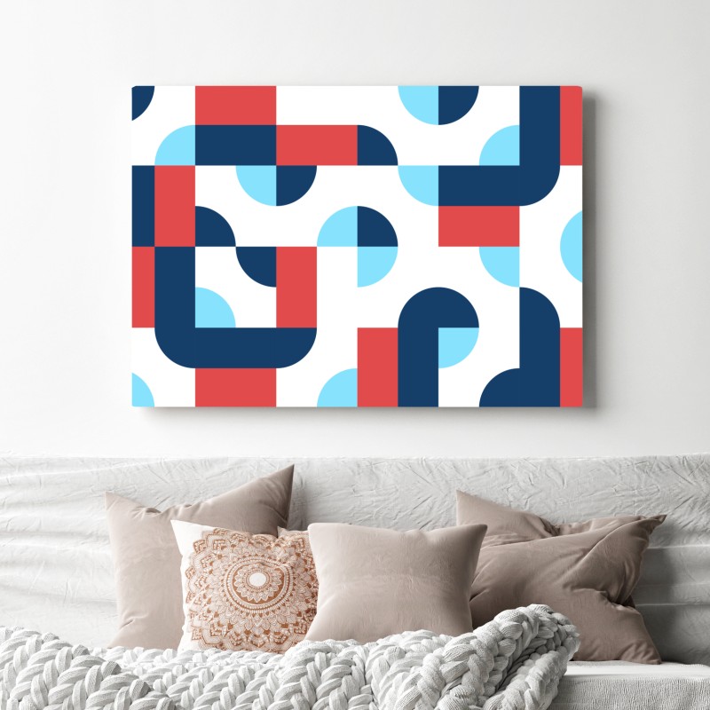 Obraz na płótnie odważny geometryczny wzór w granacie i koralu – Wallissimo® Obraz na płótnie odważny geometryczny wzór w granacie i koralu – Wallissimo®