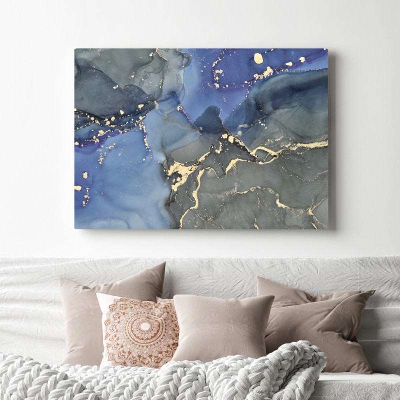 Obraz na płótnie luksusowa niebiesko-złota abstrakcja fluidalna