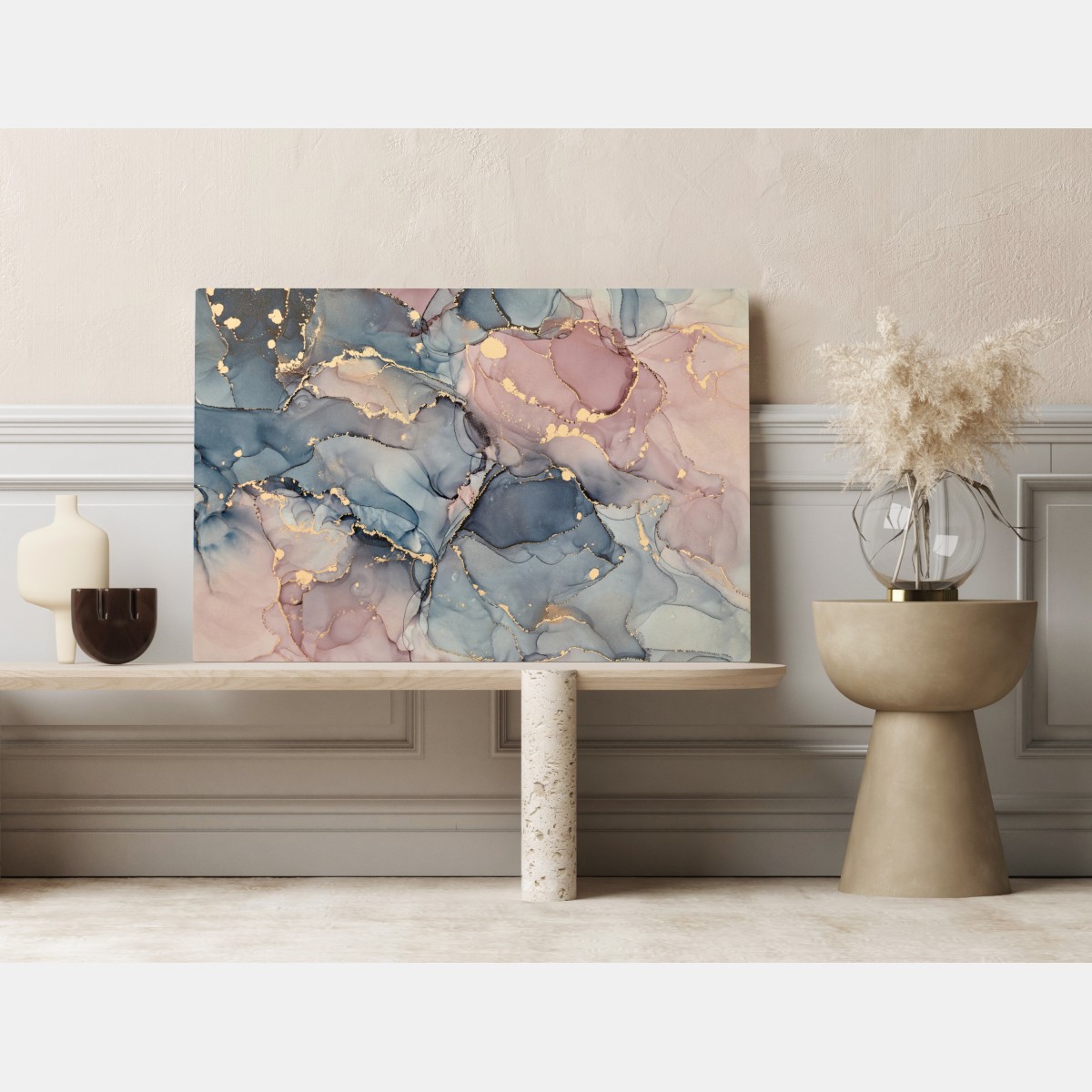 Obraz na płótnie delikatne pastelowe płynne marmury ze złotymi żyłkami – Wallissimo® Obraz na płótnie delikatne pastelowe płynne marmury ze złotymi żyłkami – Wallissimo®