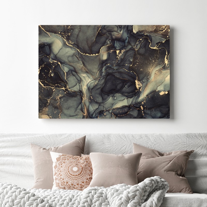 Obraz na płótnie luksusowa abstrakcja alkoholowa ze złotymi żyłkami – Wallissimo® Obraz na płótnie luksusowa abstrakcja alkoholowa ze złotymi żyłkami – Wallissimo®