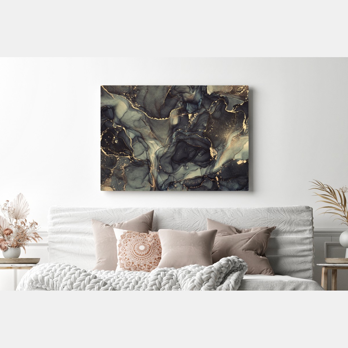 Obraz na płótnie luksusowa abstrakcja alkoholowa ze złotymi żyłkami – Wallissimo® Obraz na płótnie luksusowa abstrakcja alkoholowa ze złotymi żyłkami – Wallissimo®