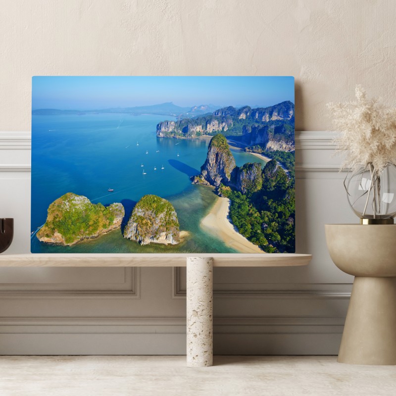 Obraz na płótnie lazurowe wyspy i klify nad brzegiem morza – Wallissimo® Obraz na płótnie lazurowe wyspy i klify nad brzegiem morza – Wallissimo®