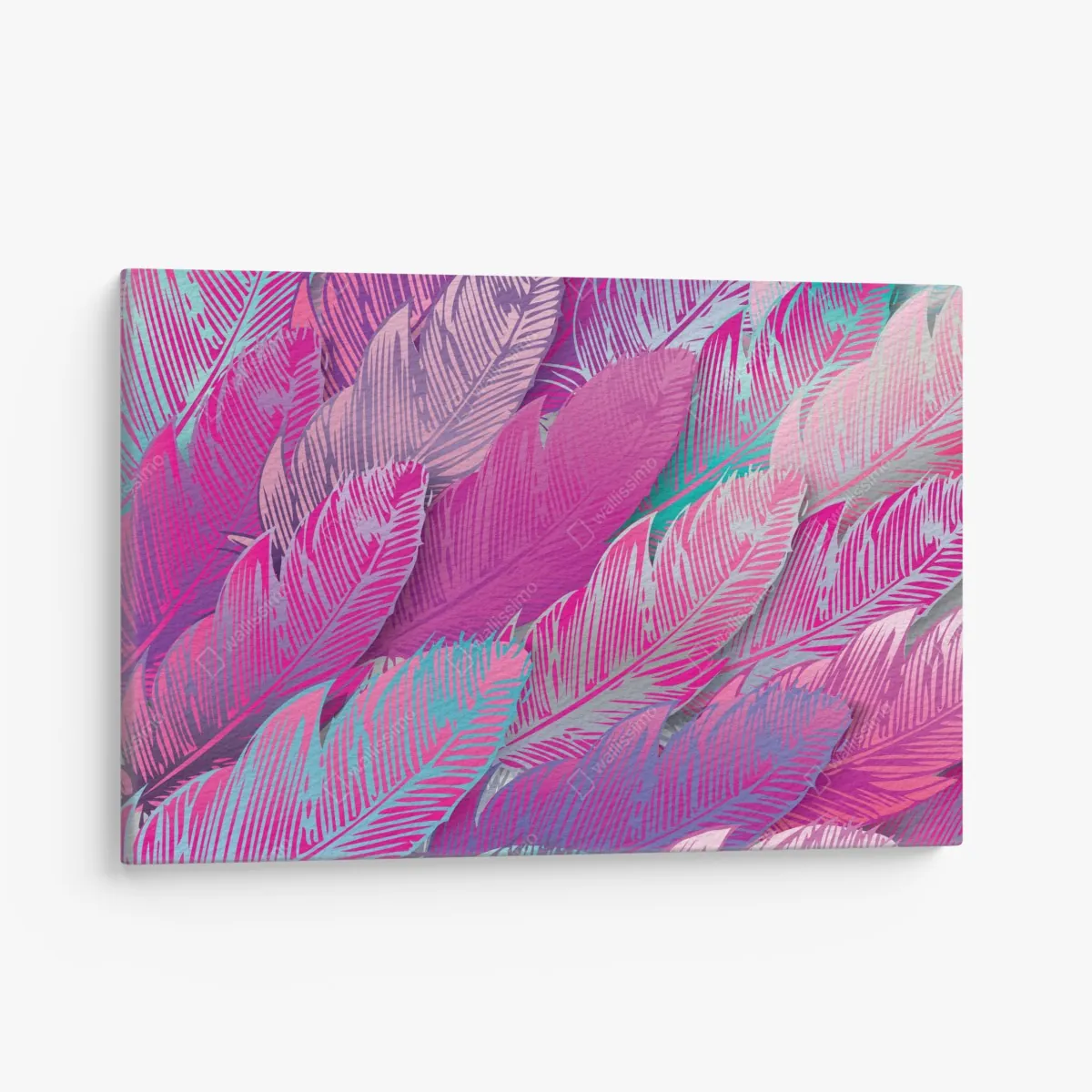 Obraz na płótnie iryzujący różowy wzór piór – Wallissimo®