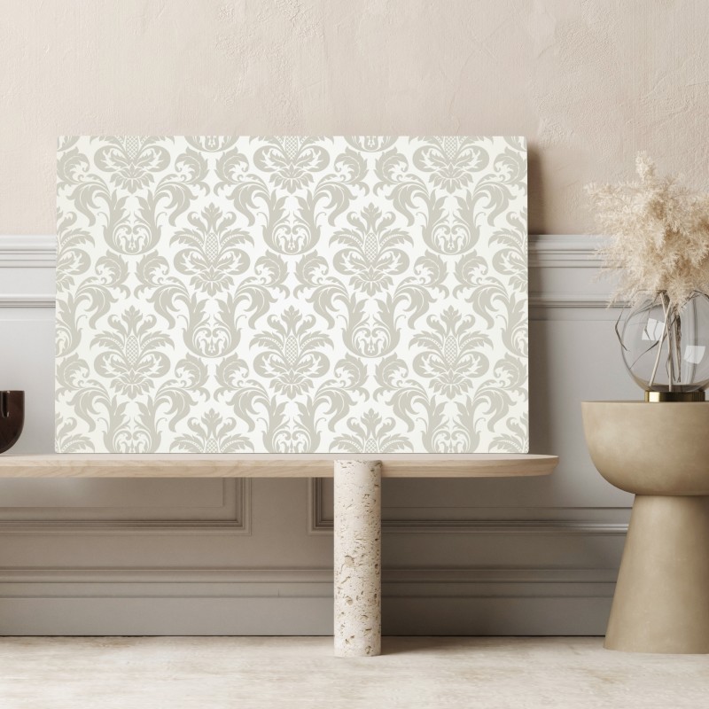 Obraz na płótnie elegancki beżowy wzór damask – Wallissimo® Obraz na płótnie elegancki beżowy wzór damask – Wallissimo®