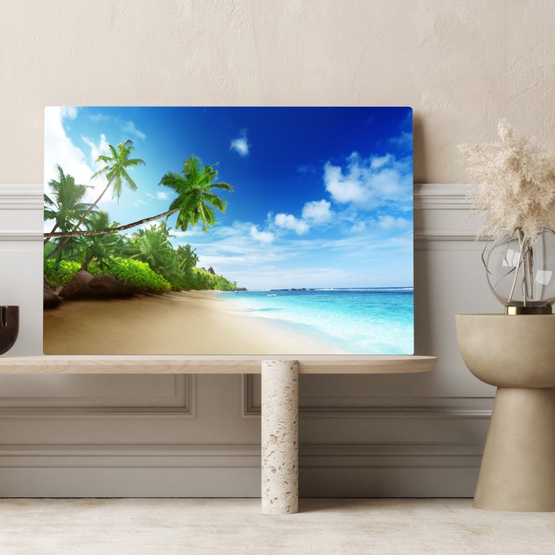 Obraz na płótnie zachód słońca na plaży Mahe, Seszele – Wallissimo® Obraz na płótnie zachód słońca na plaży Mahe, Seszele – Wallissimo®