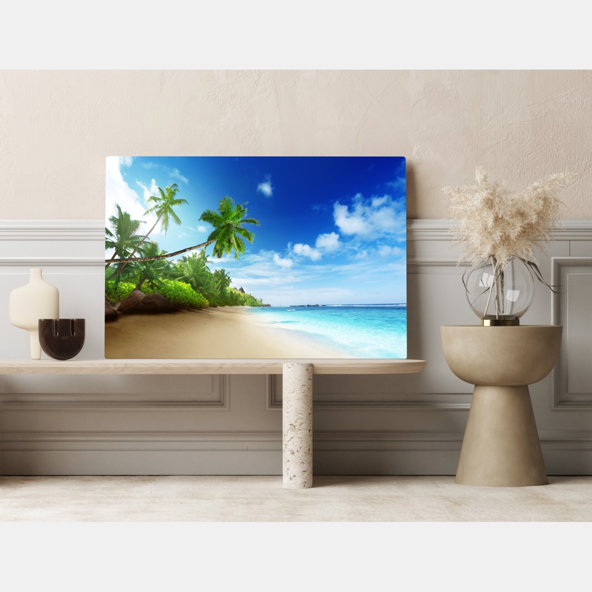 Obraz na płótnie zachód słońca na plaży Mahe, Seszele – Wallissimo® Obraz na płótnie zachód słońca na plaży Mahe, Seszele – Wallissimo®