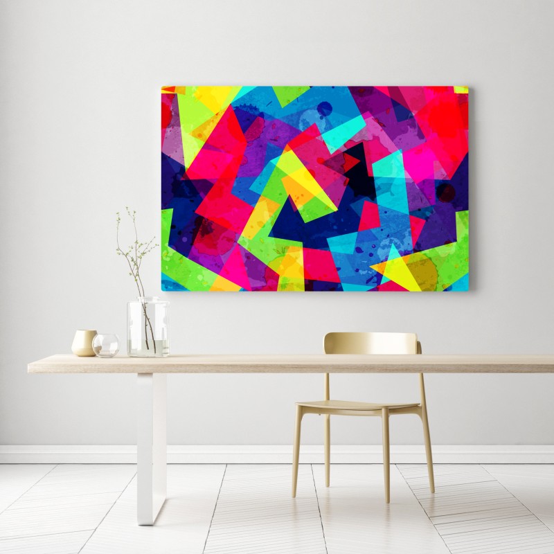 Obraz na płótnie żywy geometryczny akwarelowy kolaż – Wallissimo® Obraz na płótnie żywy geometryczny akwarelowy kolaż – Wallissimo®