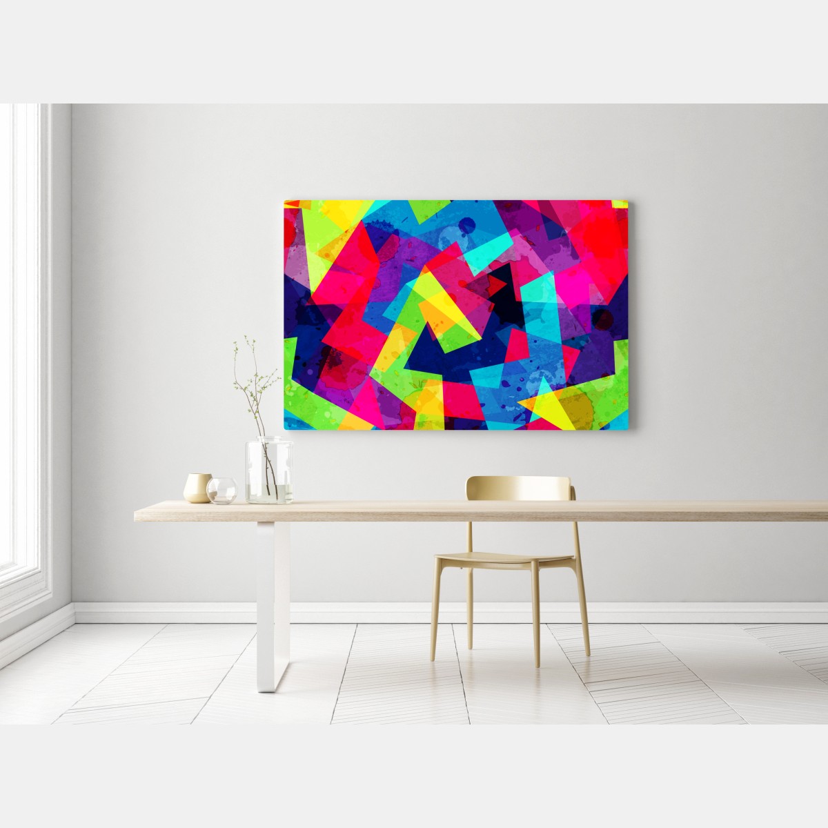 Obraz na płótnie żywy geometryczny akwarelowy kolaż – Wallissimo® Obraz na płótnie żywy geometryczny akwarelowy kolaż – Wallissimo®
