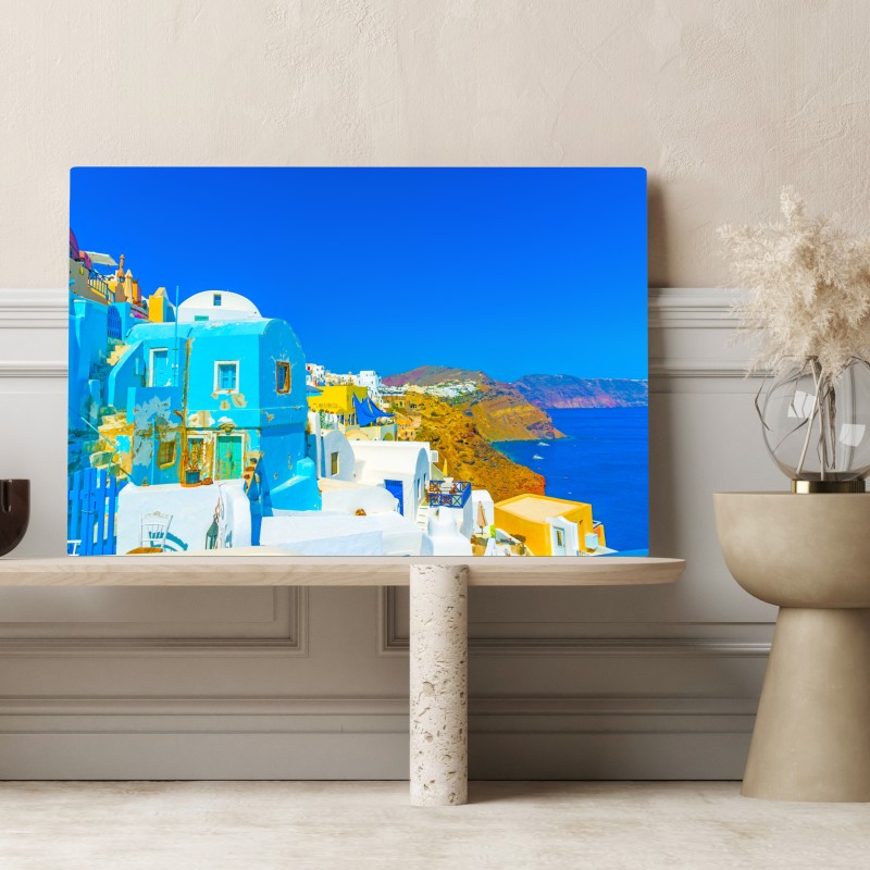 Obraz na płótnie słoneczny widok na Oia, Santorini – Wallissimo® Obraz na płótnie słoneczny widok na Oia, Santorini – Wallissimo®