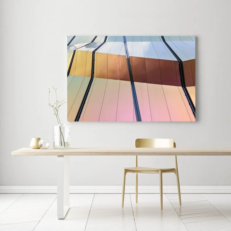 Obraz na płótnie iryzująca nowoczesna fasada z paneli – Wallissimo® Obraz na płótnie iryzująca nowoczesna fasada z paneli – Wallissimo®