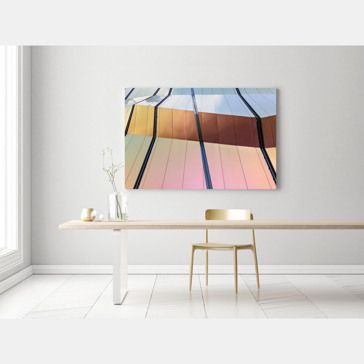 Obraz na płótnie iryzująca nowoczesna fasada z paneli – Wallissimo® Obraz na płótnie iryzująca nowoczesna fasada z paneli – Wallissimo®