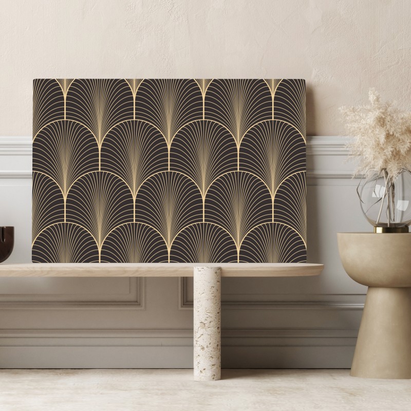 Obraz na płótnie art deco złoty wzór wachlarza – Wallissimo® Obraz na płótnie art deco złoty wzór wachlarza – Wallissimo®