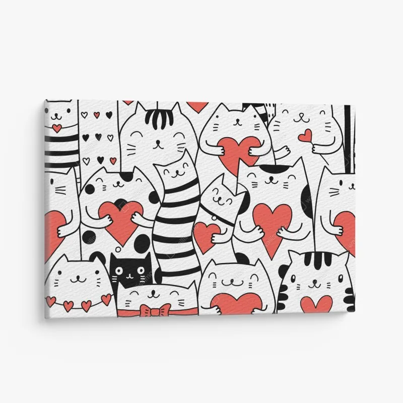 Obraz na płótnie urocze koty z sercami wzór