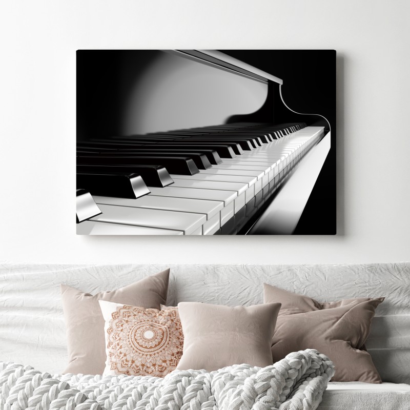 Obraz na płótnie eleganckie czarno-białe klawisze fortepianu – Wallissimo® Obraz na płótnie eleganckie czarno-białe klawisze fortepianu – Wallissimo®
