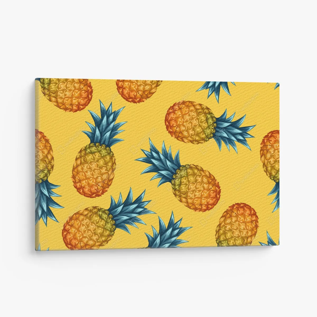 Obraz na płótnie tropikalny wzór z ananasami na żółtym tle – Wallissimo® Obraz na płótnie tropikalny wzór z ananasami na żółtym tle – Wallissimo®