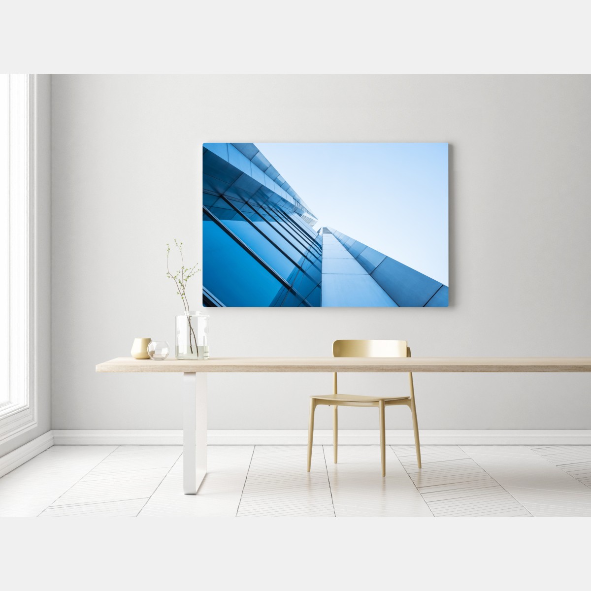 Obraz na płótnie nowoczesna niebieska szklana elewacja – Wallissimo® Obraz na płótnie nowoczesna niebieska szklana elewacja – Wallissimo®
