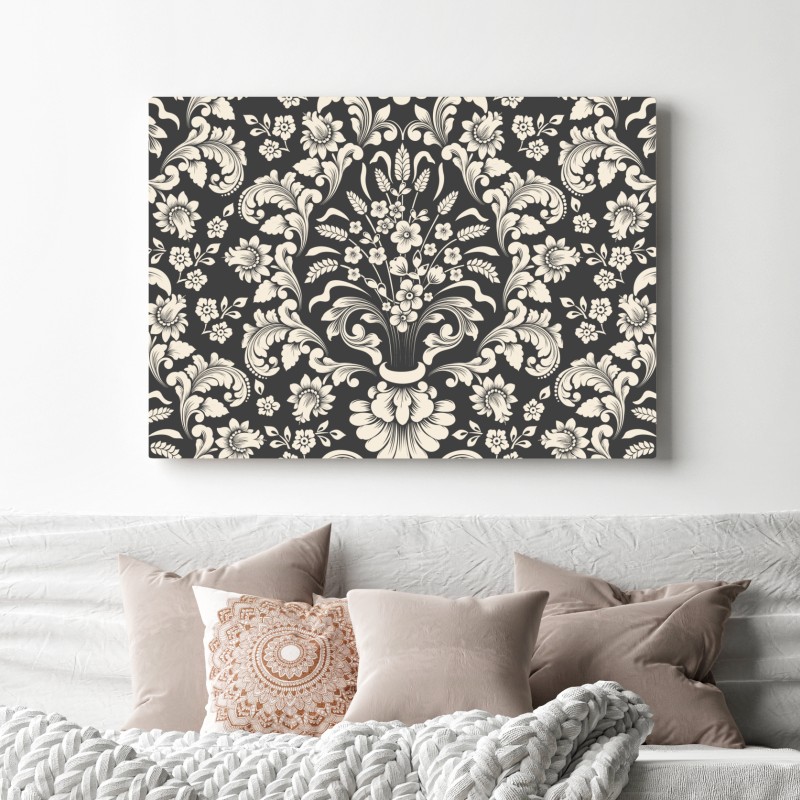 Obraz na płótnie vintage kwiatowy wzór damask – Wallissimo®