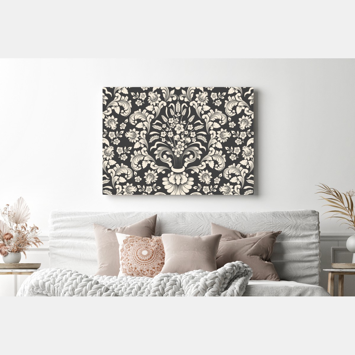 Obraz na płótnie vintage kwiatowy wzór damask – Wallissimo®