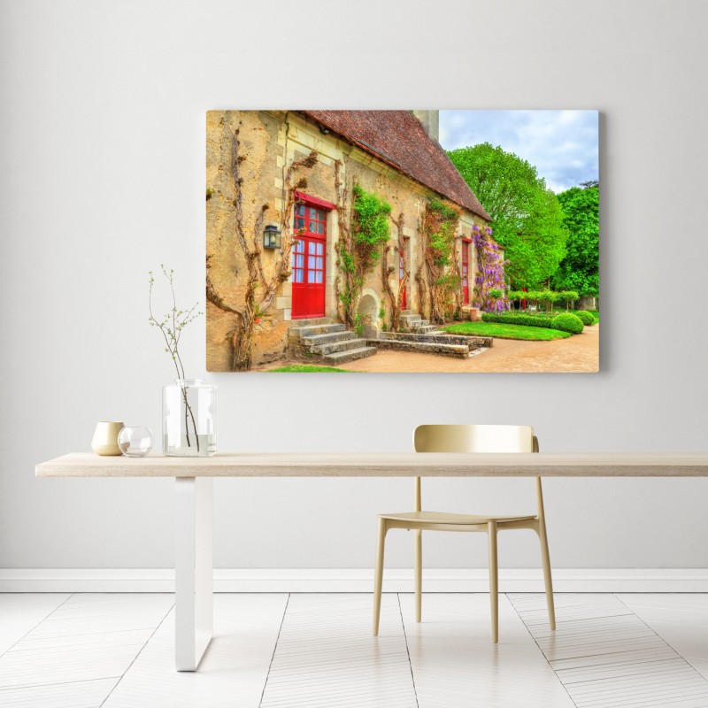 Obraz na płótnie uroczy domek z kwitnącą glicynią – Wallissimo® Obraz na płótnie uroczy domek z kwitnącą glicynią – Wallissimo®