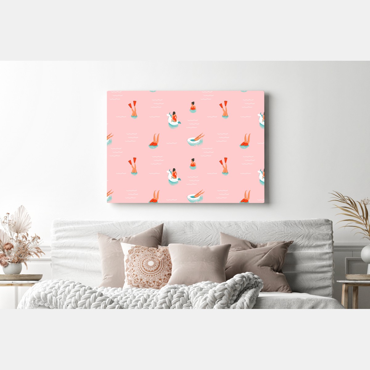 Obraz na płótnie zabawny pastelowy wzór basenowy – Wallissimo® Obraz na płótnie zabawny pastelowy wzór basenowy – Wallissimo®