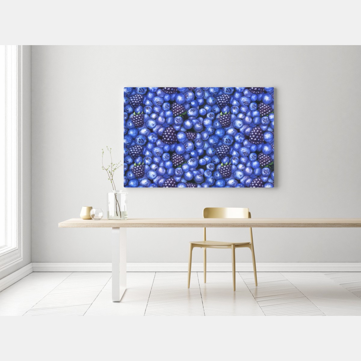 Obraz na płótnie wzór akwarelowy z borówkami i jeżynami – Wallissimo® Obraz na płótnie wzór akwarelowy z borówkami i jeżynami – Wallissimo®