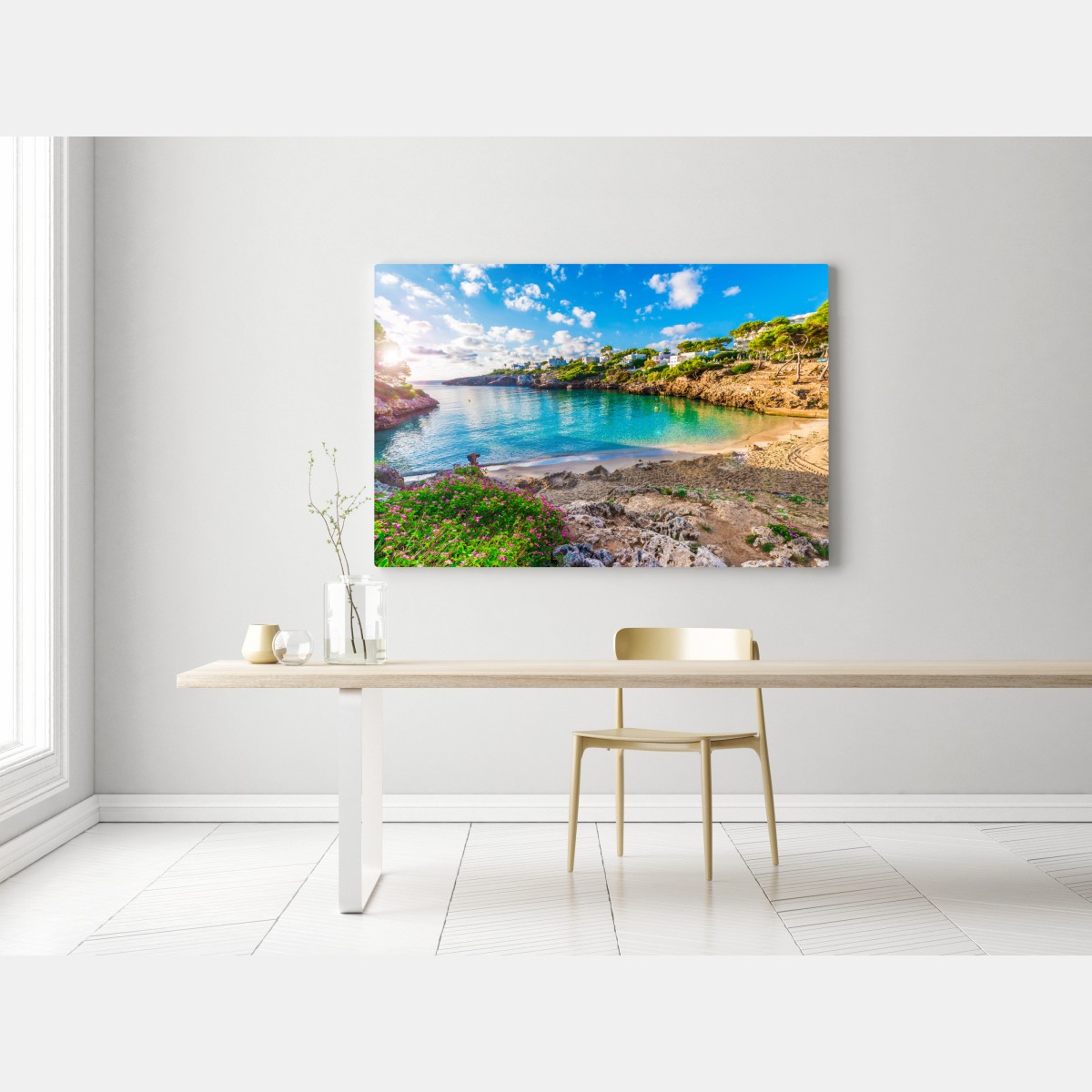 Obraz na płótnie słoneczna Cala Esmeralda zatoka w turkusie – Wallissimo® Obraz na płótnie słoneczna Cala Esmeralda zatoka w turkusie – Wallissimo®