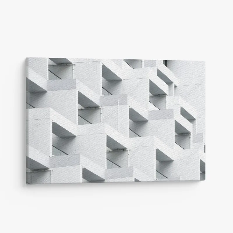 Obraz na płótnie biała betonowa fasada w geometrycznym wzorze