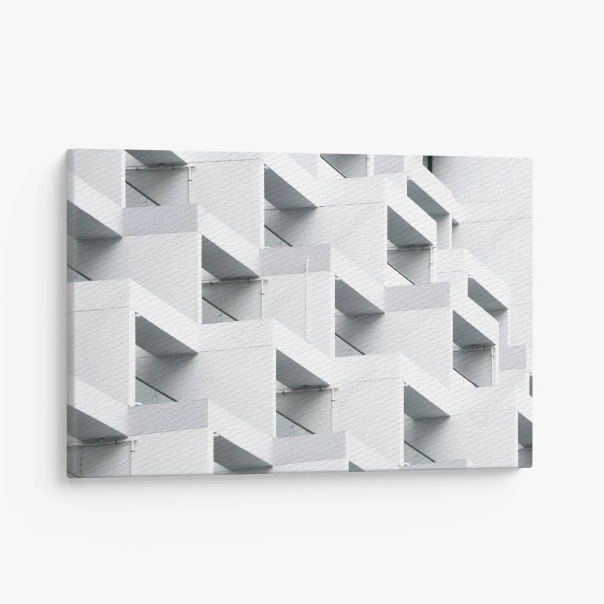 Obraz na płótnie biała betonowa fasada w geometrycznym wzorze – Wallissimo® Obraz na płótnie biała betonowa fasada w geometrycznym wzorze – Wallissimo®