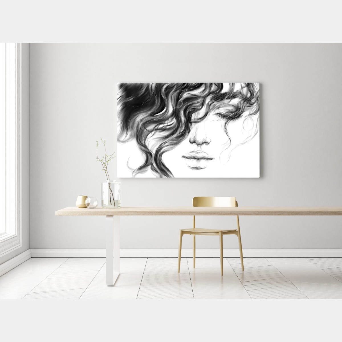 Obraz na płótnie eteryczny monochromatyczny portret – Wallissimo® Obraz na płótnie eteryczny monochromatyczny portret – Wallissimo®