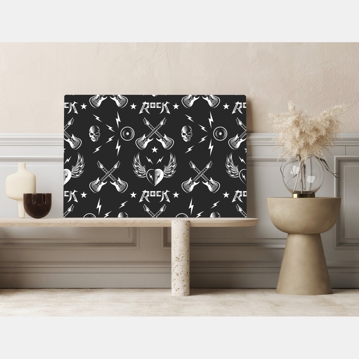 Obraz na płótnie bezszwowy wzór rockowych ikon – Wallissimo® Obraz na płótnie bezszwowy wzór rockowych ikon – Wallissimo®