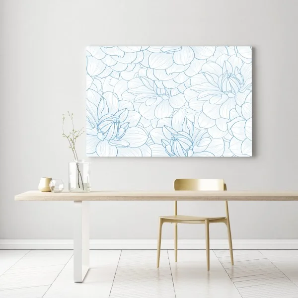 Obraz na płótnie delikatny niebieski motyw kwiatowy – Wallissimo® Obraz na płótnie delikatny niebieski motyw kwiatowy – Wallissimo®