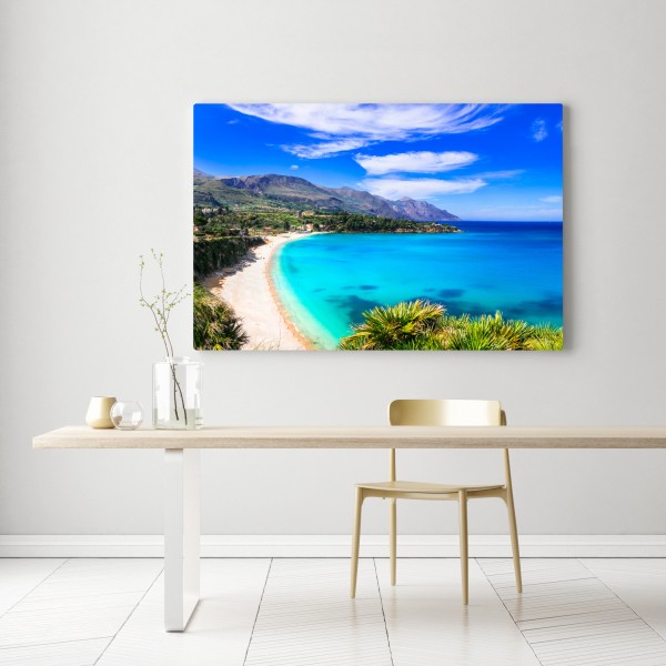 Obraz na płótnie turkusowy nadmorski pejzaż plaży – Wallissimo® Obraz na płótnie turkusowy nadmorski pejzaż plaży – Wallissimo®