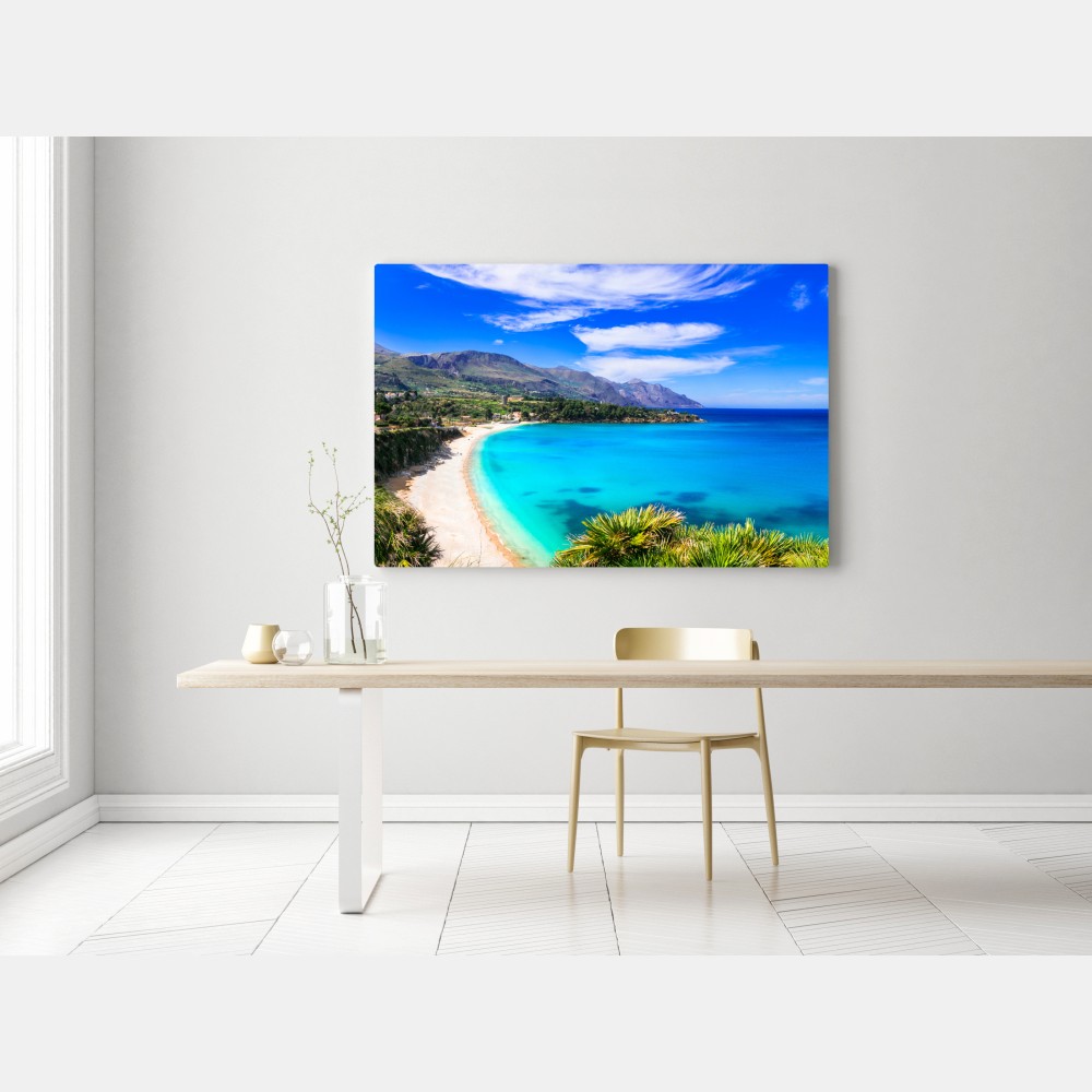 Obraz na płótnie turkusowy nadmorski pejzaż plaży – Wallissimo® Obraz na płótnie turkusowy nadmorski pejzaż plaży – Wallissimo®