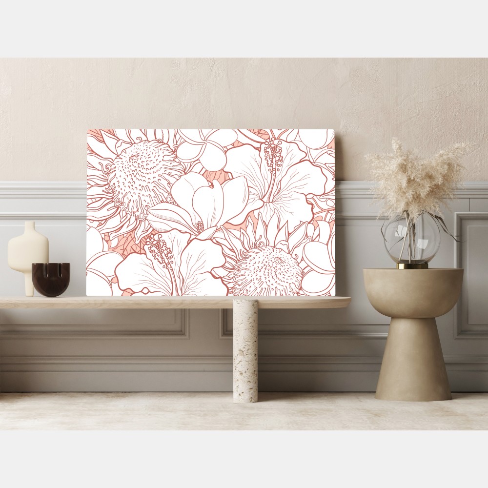 Obraz na płótnie delikatny koralowy wzór kwiatowy – Wallissimo® Obraz na płótnie delikatny koralowy wzór kwiatowy – Wallissimo®
