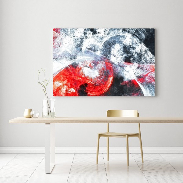 Obraz na płótnie dynamiczna czerwona i biała abstrakcyjna kompozycja – Wallissimo® Obraz na płótnie dynamiczna czerwona i biała abstrakcyjna kompozycja – Wallissimo®