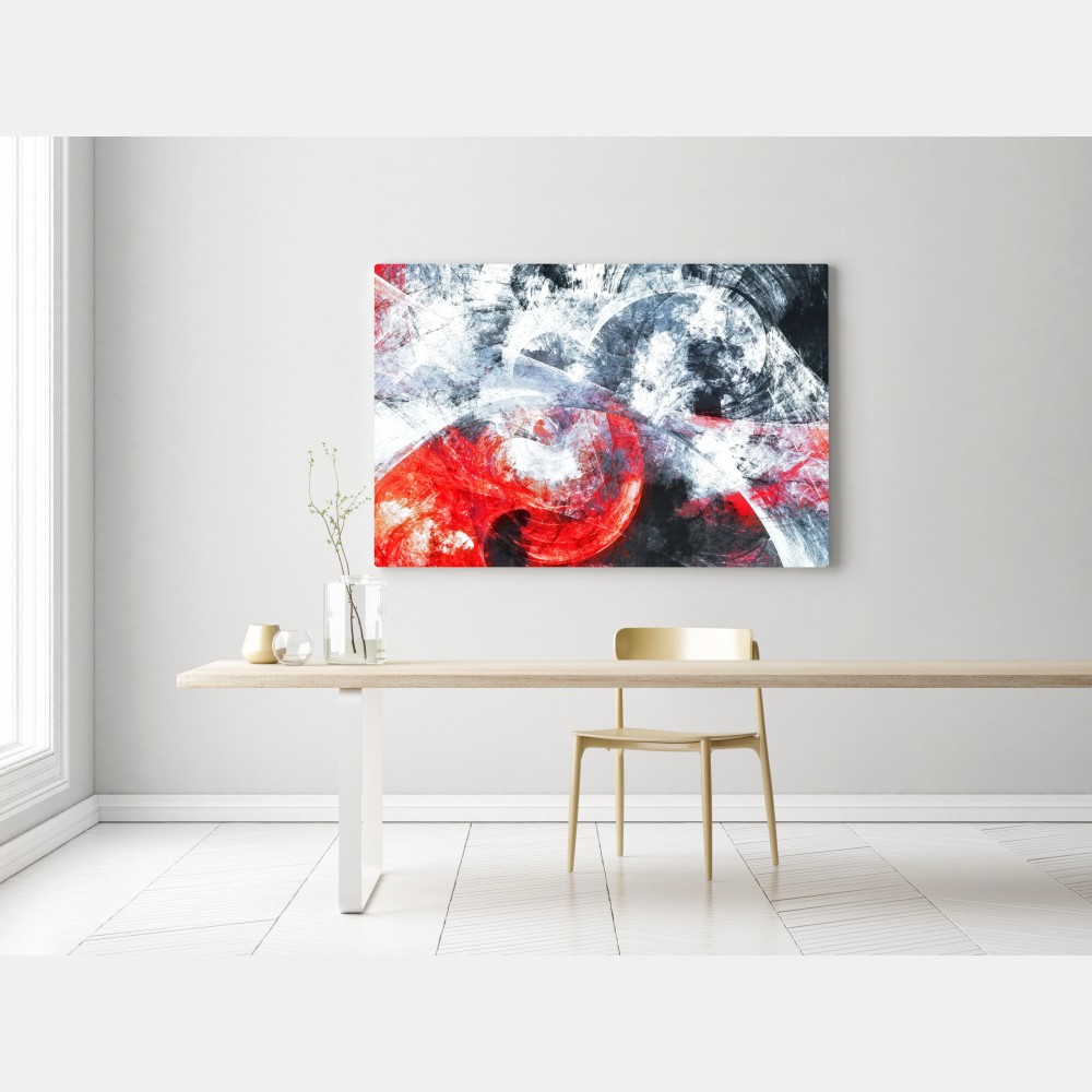 Obraz na płótnie dynamiczna czerwona i biała abstrakcyjna kompozycja – Wallissimo® Obraz na płótnie dynamiczna czerwona i biała abstrakcyjna kompozycja – Wallissimo®