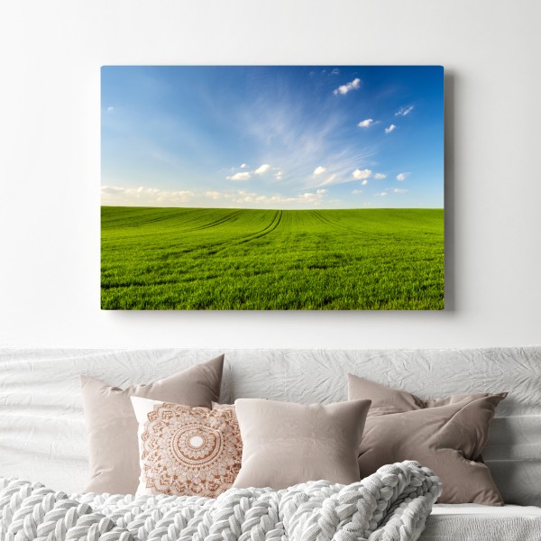 Obraz na płótnie wiosenna zielona panorama łąki – Wallissimo® Obraz na płótnie wiosenna zielona panorama łąki – Wallissimo®