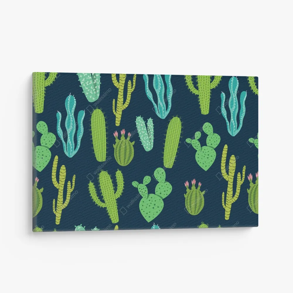 Obraz na płótnie wzór z kaktusami i sukulentami – Wallissimo® Obraz na płótnie wzór z kaktusami i sukulentami – Wallissimo®