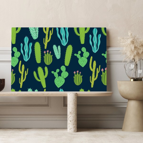 Obraz na płótnie wzór z kaktusami i sukulentami – Wallissimo® Obraz na płótnie wzór z kaktusami i sukulentami – Wallissimo®