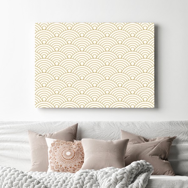 Obraz na płótnie złoty wzór seigaiha – Wallissimo® Obraz na płótnie złoty wzór seigaiha – Wallissimo®