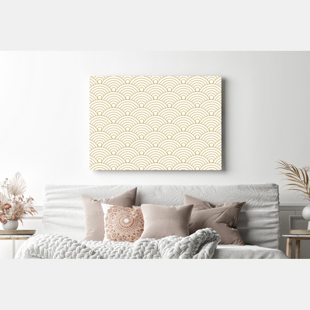Obraz na płótnie złoty wzór seigaiha – Wallissimo® Obraz na płótnie złoty wzór seigaiha – Wallissimo®