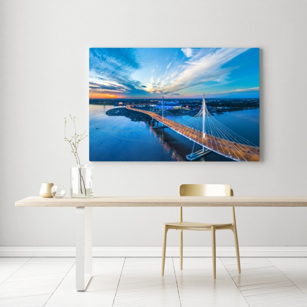 Obraz na płótnie Sankt Petersburg panorama mostu o zmierzchu