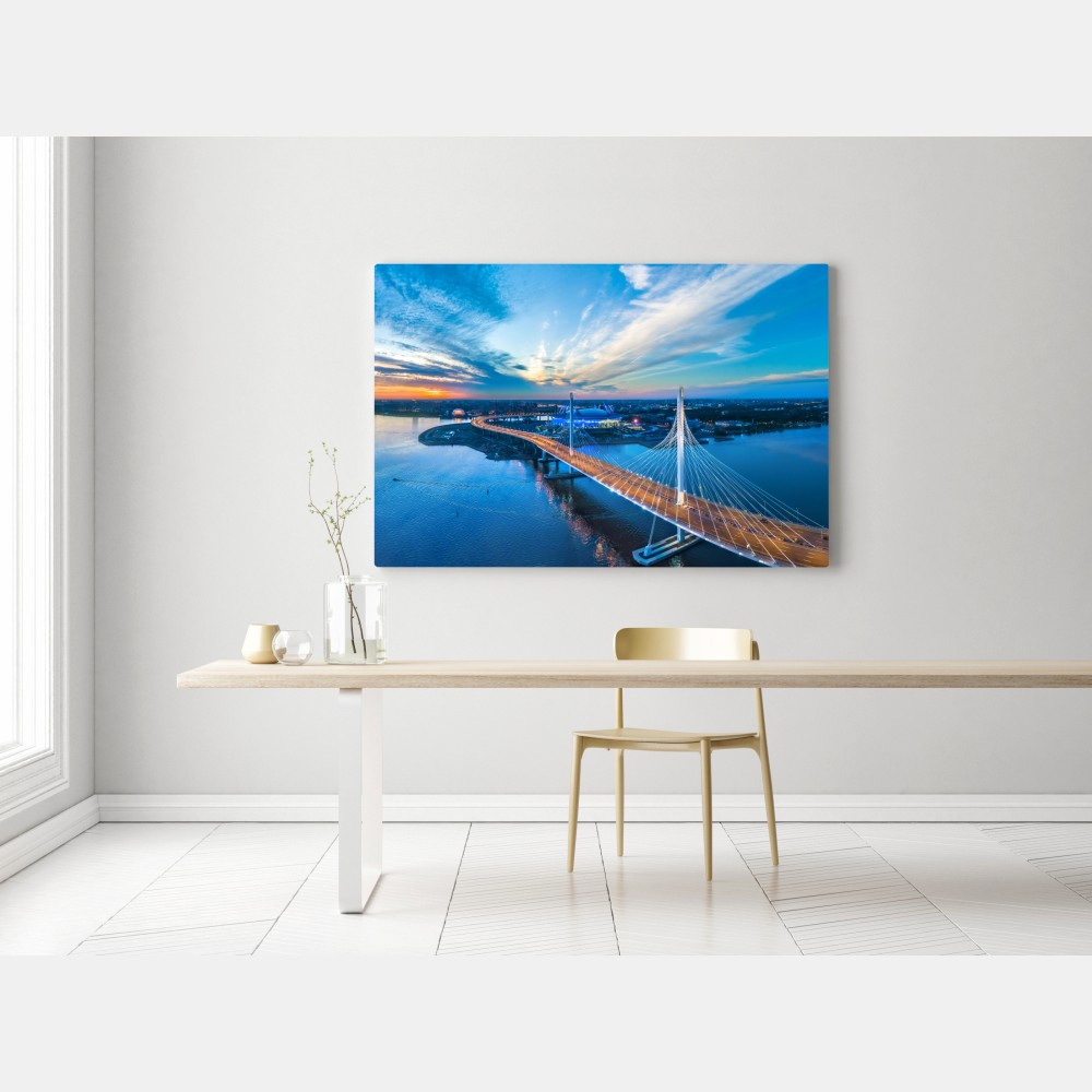 Obraz na płótnie Sankt Petersburg panorama mostu o zmierzchu – Wallissimo® Obraz na płótnie Sankt Petersburg panorama mostu o zmierzchu – Wallissimo®
