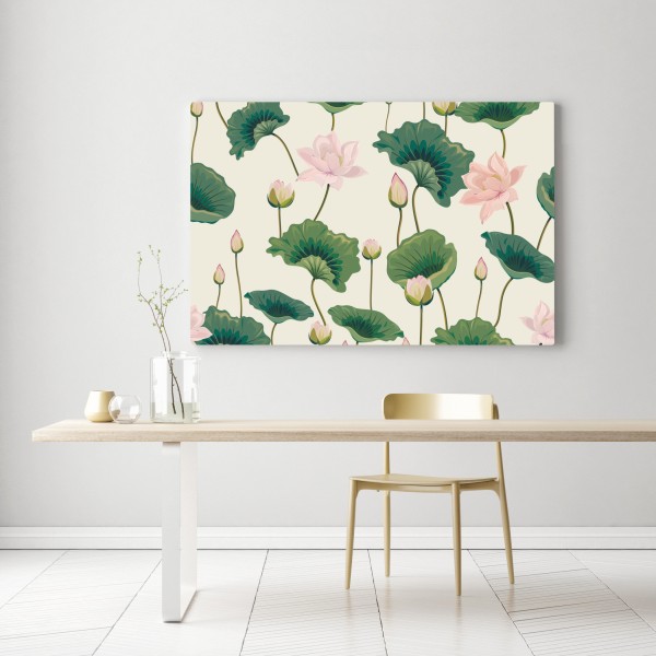 Obraz na płótnie spokojny botaniczny wzór lotosu – Wallissimo® Obraz na płótnie spokojny botaniczny wzór lotosu – Wallissimo®