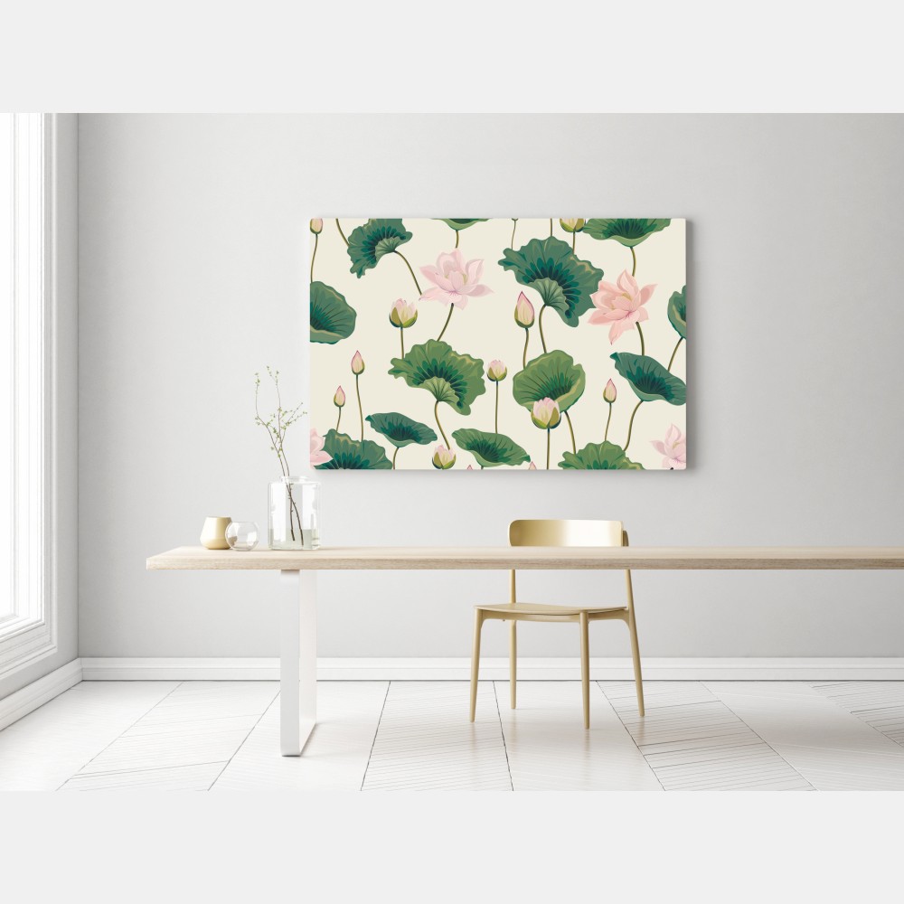 Obraz na płótnie spokojny botaniczny wzór lotosu – Wallissimo® Obraz na płótnie spokojny botaniczny wzór lotosu – Wallissimo®
